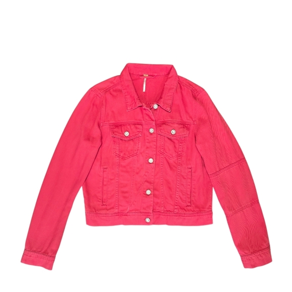 Free People Rumors Denim Jacket In Strawberry Spritz Medium - Picture 3 of 10